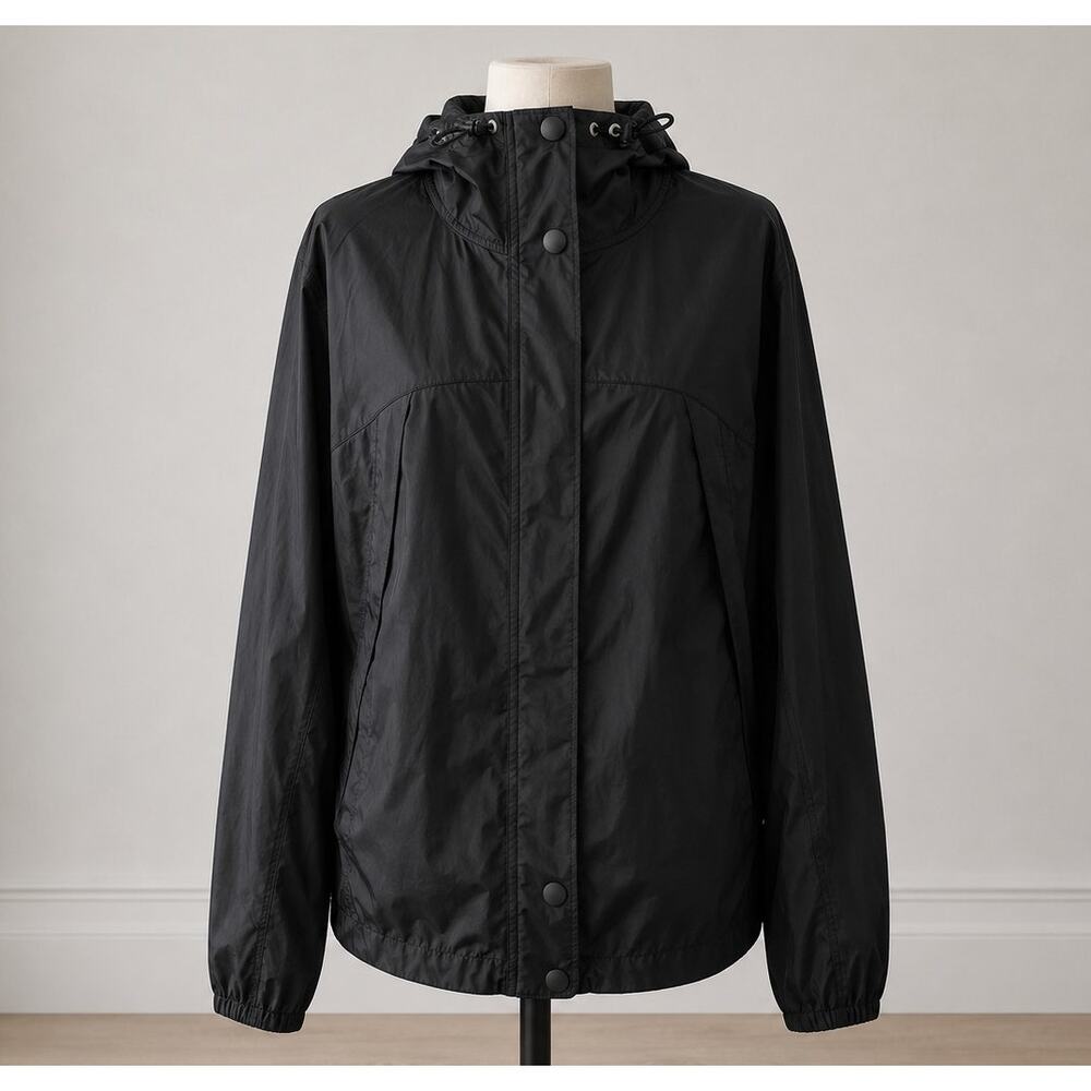 Lucy Lightweight Black Hooded Running Jacket Size S Wind-Resistant Zip